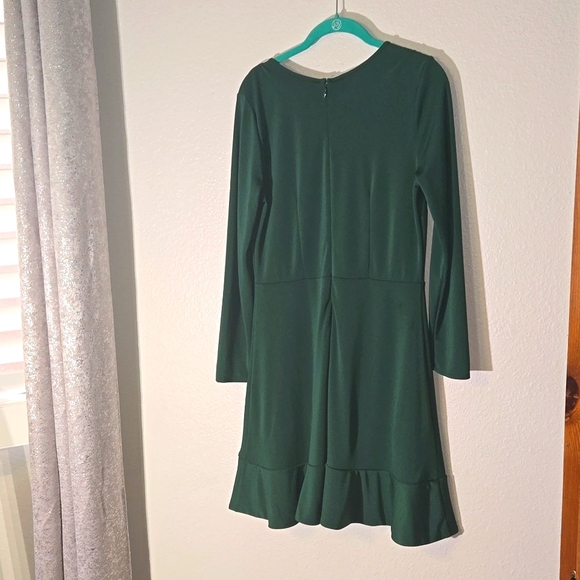 Ann Taylor Womens Kelly Green Ruffle Trim Flounce Hem Shift Dress Size 8P - Picture 2 of 8